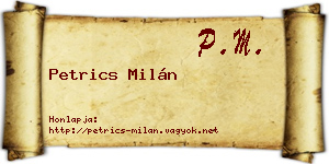 Petrics Milán névjegykártya